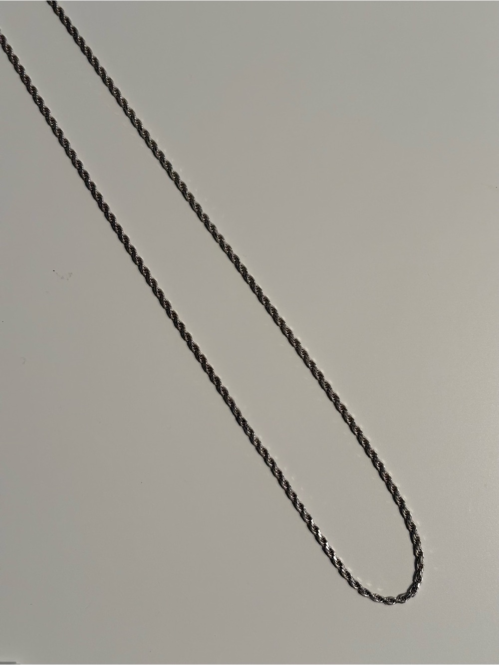 925 Sterling Silver Twisted Rope Necklace 26”